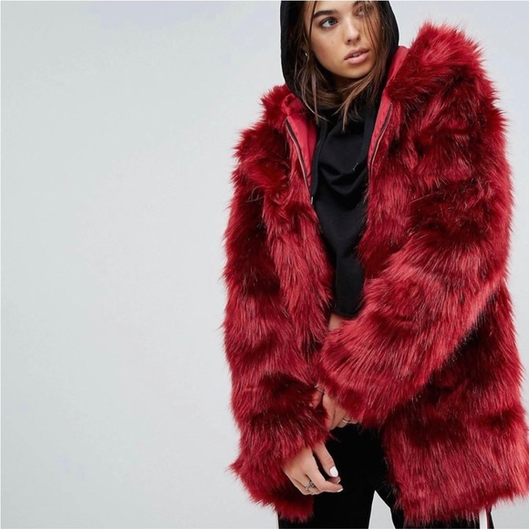 Rachel Zoe upscale wine colored faux fur jacket, 3/4 length 🍷 - Picture 4 of 15